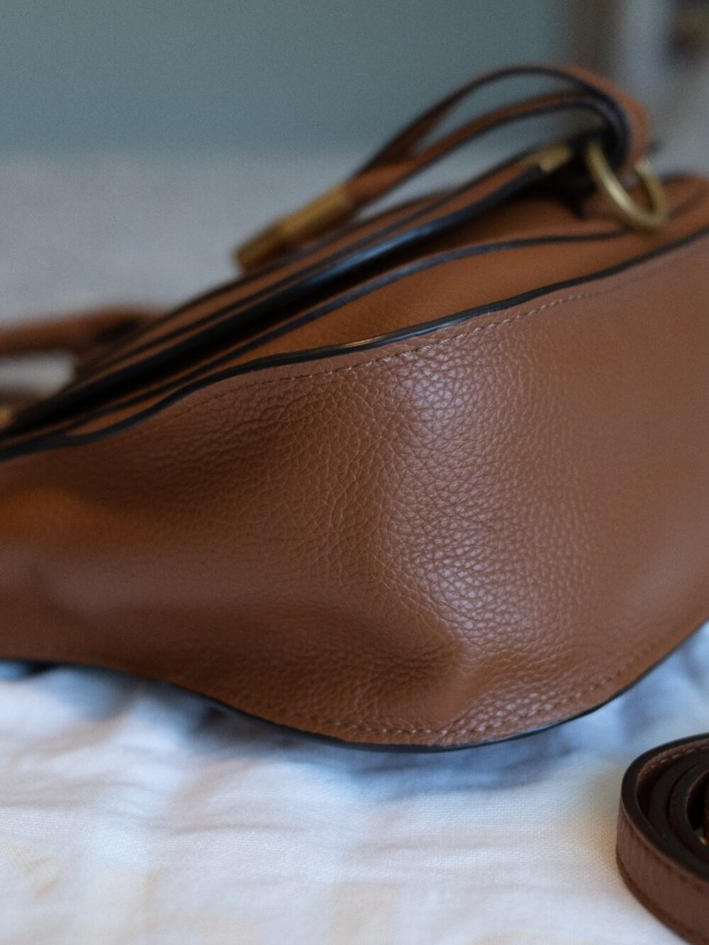 NWOT Chloe Small Marcie Bag Grained Leather in Tan - Picture 8 of 16